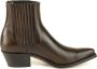 Mayura Boots 2496 Bruin Spitse Western Enkellaars Dames Schuine Hak Elastiek Sluiting Glad Leer - Thumbnail 1