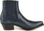 Mayura Boots 2496 Marine Blauw Spitse Western Enkellaars Dames Schuine Hak Elastiek Sluiting Glad Leer - Thumbnail 1