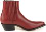 Mayura Boots 2496 Rood Spitse Western Enkellaars Dames Schuine Hak Elastiek Sluiting Glad Leer - Thumbnail 1