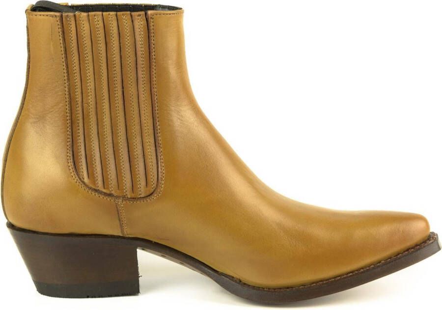 Sendra Boots 5529 Bruin Dames Western Bohemian Ibiza Laarzen Judi Spitse neus Rechte Hak Bloemmotief Treklussen Echt Leer