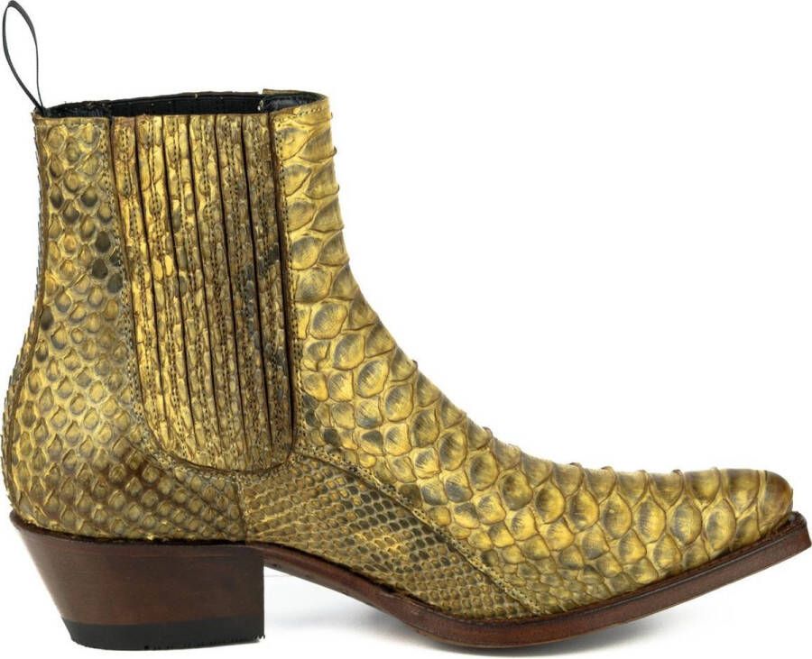 Mayura Boots 2496P Naturel Western Enkellaarzen Spitse Neus Cow hak Elastiek Sluiting Echt Leer