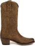 Mayura Boots 2526 Bruin Suede Dames Boho Western Laarzen Sierstiksel Ronde Neus Schuine Hak Zacht Leer - Thumbnail 3