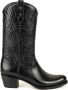 Mayura Boots 2526 Zwart Dames Boho Western Laarzen Blad Motief Sierstiksel Ronde Neus Schuine Hak Glad Leer - Thumbnail 2