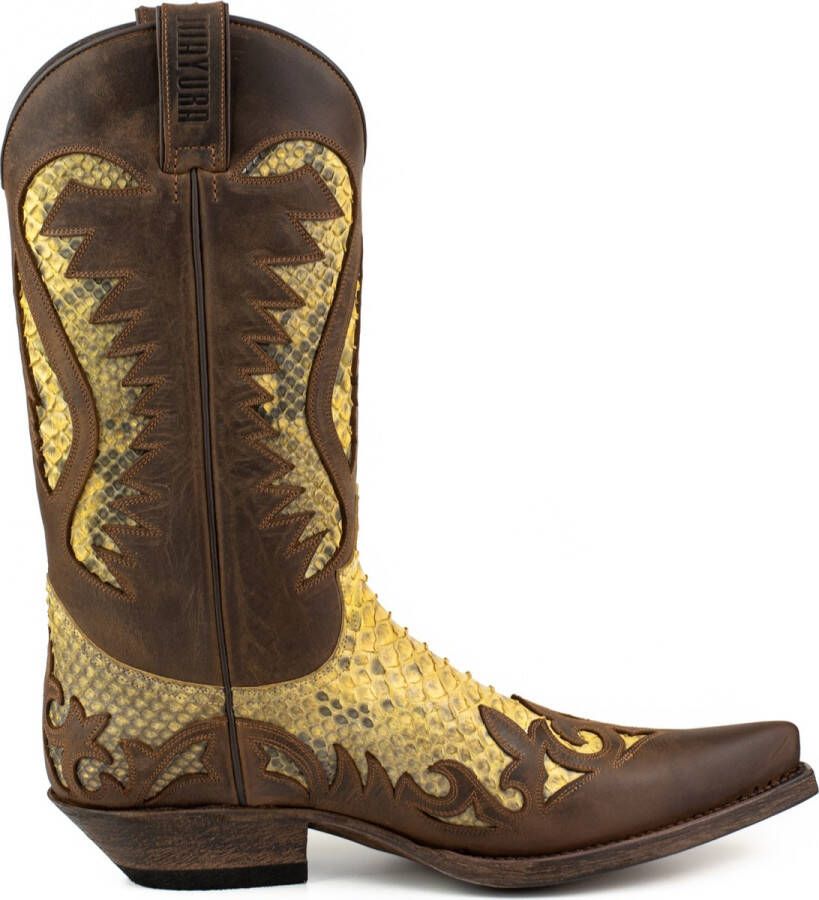 Mayura Boots 2567 Bruin met Camel Dames Heren Spitse Cowboy Western Laarzen Schuine Hak Goodyear Welted