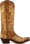 Mayura Boots 2669 Cogna Spitse Cowboy Western Line Dance Dames Creme Geborduurd Bloemmotief Laarzen Schuine Hak Echt Leer Borduren - Thumbnail 2