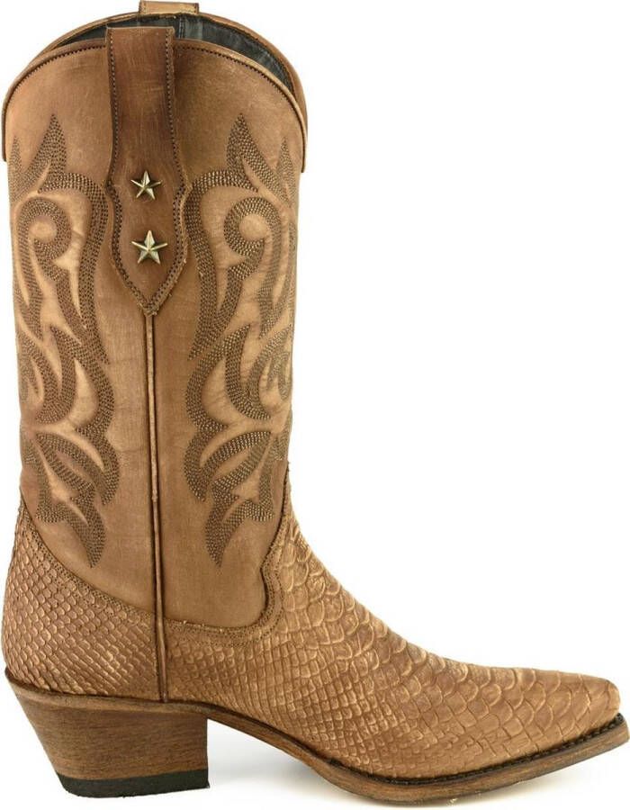 Mayura Boots Alabama 2524 Cognac Lavado Dames Westernlaars Spitse Ne cm Hak Hoge Schacht Echt Leer