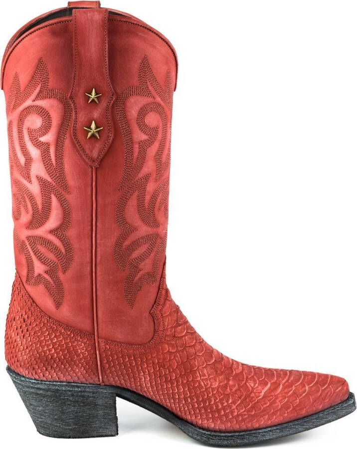 Mayura Boots Alabama 2524 Rood Lavado Dames Westernlaars Spitse Ne cm Hak Hoge Schacht Echt Leer