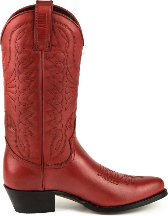 Mayura Boots Arpia 2534 Rood Dames Western Laarzen Sierstiksel Spitse Neus Schuine Hak Glad Leer