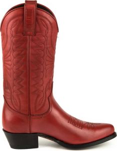 Mayura Boots Arpia 2534 Rood Western Laarzen Sierstiksel Spitse Neus Schuine Hak Glad Leer