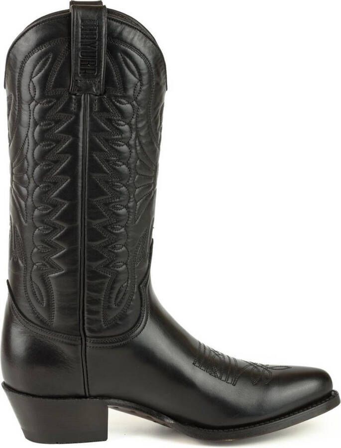 Mayura Boots Arpia 2534 Zwart Dames Western Laarzen Sierstiksel Spitse Neus Schuine Hak Glad Leer