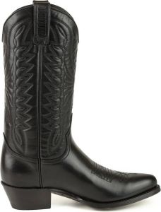 Mayura Boots Arpia 2534 Zwart Western Laarzen Sierstiksel Spitse Neus Schuine Hak Glad Leer