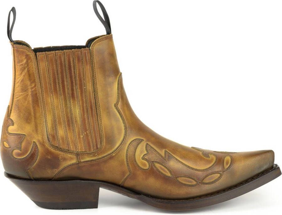 Mayura Boots Austin 1931 Cognac Spitse Western Heren Enkellaars Schuine Hak Elastiek Sluiting Vintage Look - Foto 1