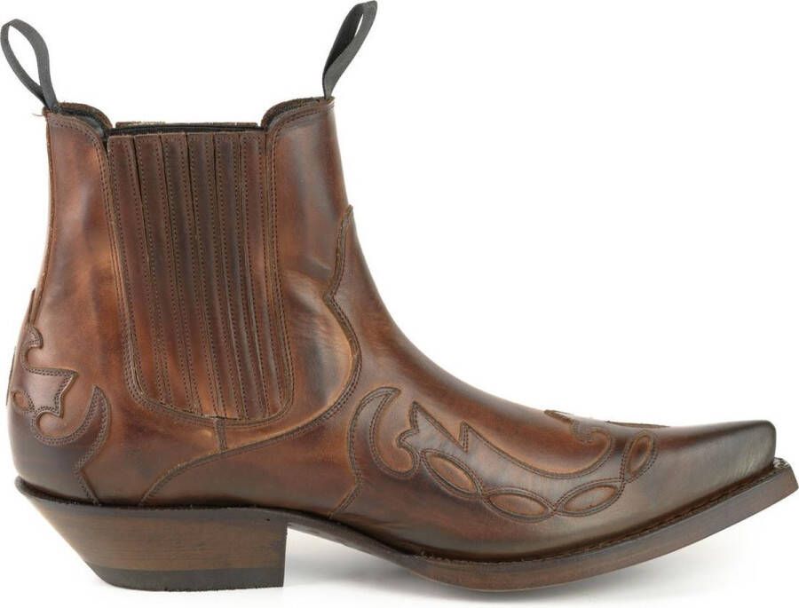 Mayura Boots Austin 1931 Kastanje Bruin Spitse Western Heren Enkellaars Schuine Hak Elastiek Sluiting Vintage Look