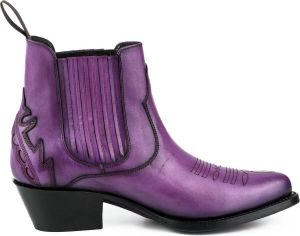 Mayura Boots Marilyn 2487 Paars Cow Western Fashion Enklelaars Spitse Neus Schuine Hak Elastiek Sluiting Echt Leer