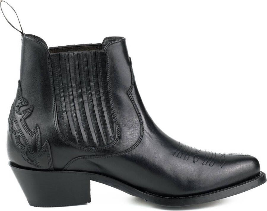 Mayura Boots Marilyn 2487 Zwart Dames Cowboy Western Fashion Enklelaars Spitse Neus Schuine Hak Elastiek Sluiting Echt Leer - Foto 1