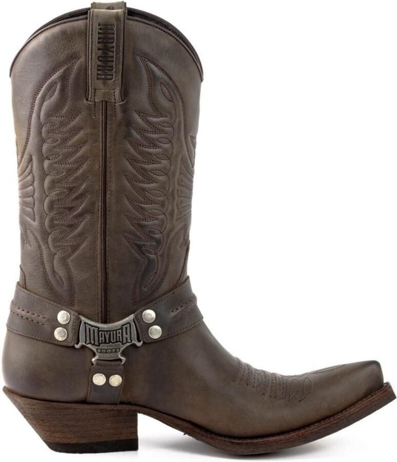 Mayura Boots 13 Bruin Taupe Grijs Cow Western Laarzen Spitse Neus Schuine Hak Waxed Leer Sierspoor - Foto 2