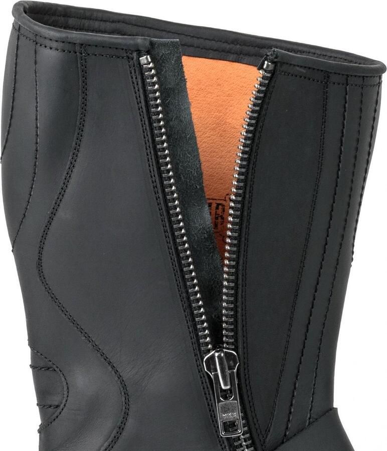 Mayura Boots 1594 Zwart Biker Motorlaarzen Ronde Stalen Neus Anti Slip Zool Echt leer