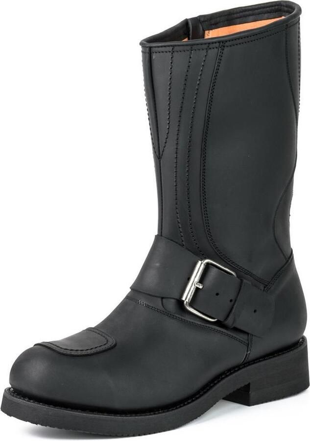 Mayura Boots 1594 Zwart Biker Motorlaarzen Ronde Stalen Neus Anti Slip Zool Echt leer - Foto 6