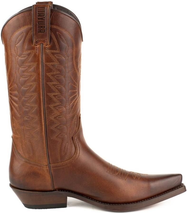 Mayura Boots 1920 Bruin Spitse Cow Western Line Dance Laarzen Schuine Hak Echt Leer - Foto 2