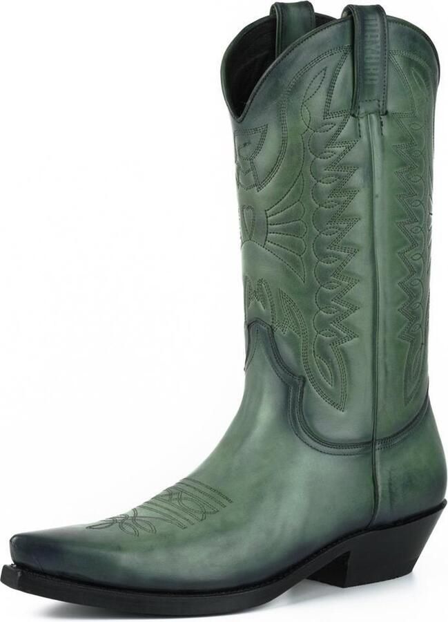 Mayura Boots 1920 Groen Spitse Cow Western Line Dance Laarzen Schuine Hak Echt Leer - Foto 6