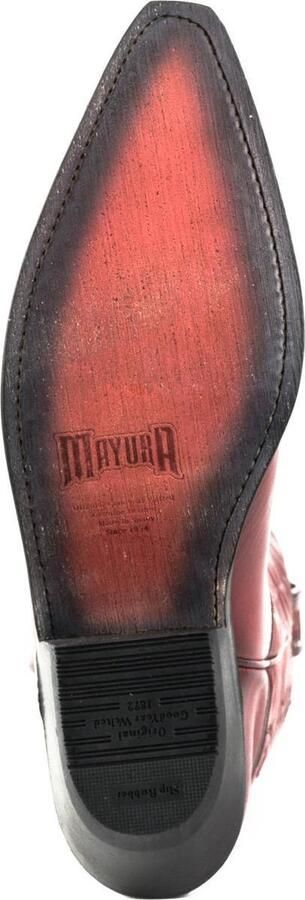 Mayura Boots 1920 Rood Bruin Spitse Cow Western Line Dance Laarzen Schuine Hak Echt Leer - Foto 9