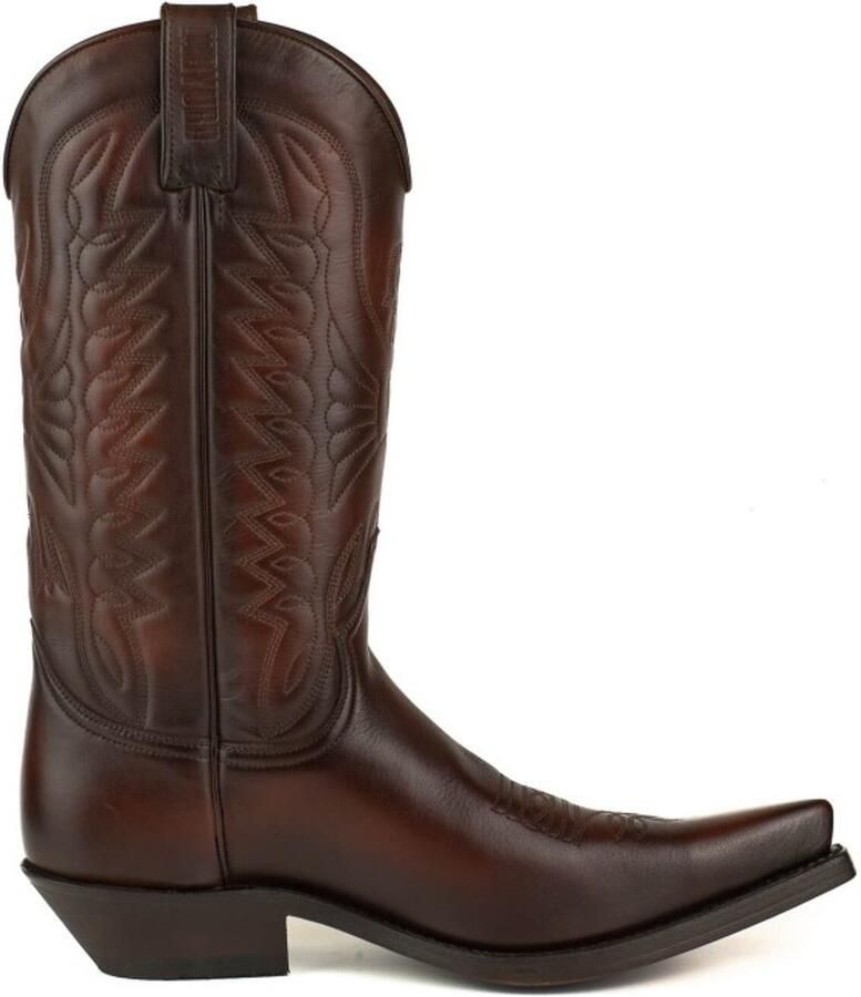 Mayura Boots 1920 Zwart Cognac Spitse Cow Western Line Dance Laarzen Schuine Hak Echt Leer