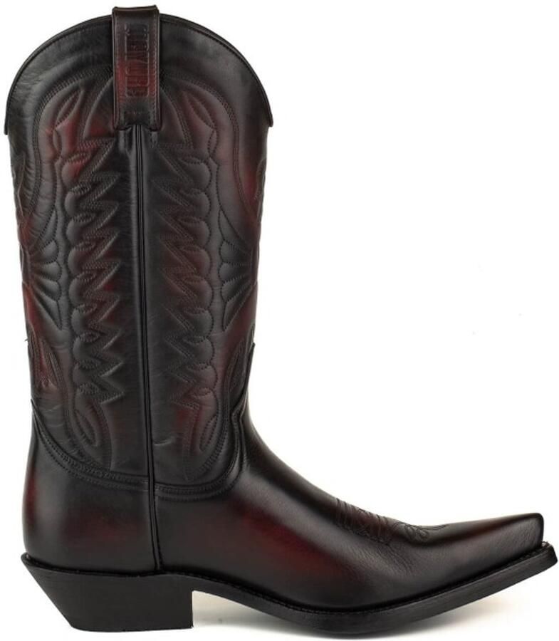 Mayura Boots 1920 Zwart Rood Spitse Cow Western Line Dance Laarzen Schuine Hak Echt Leer