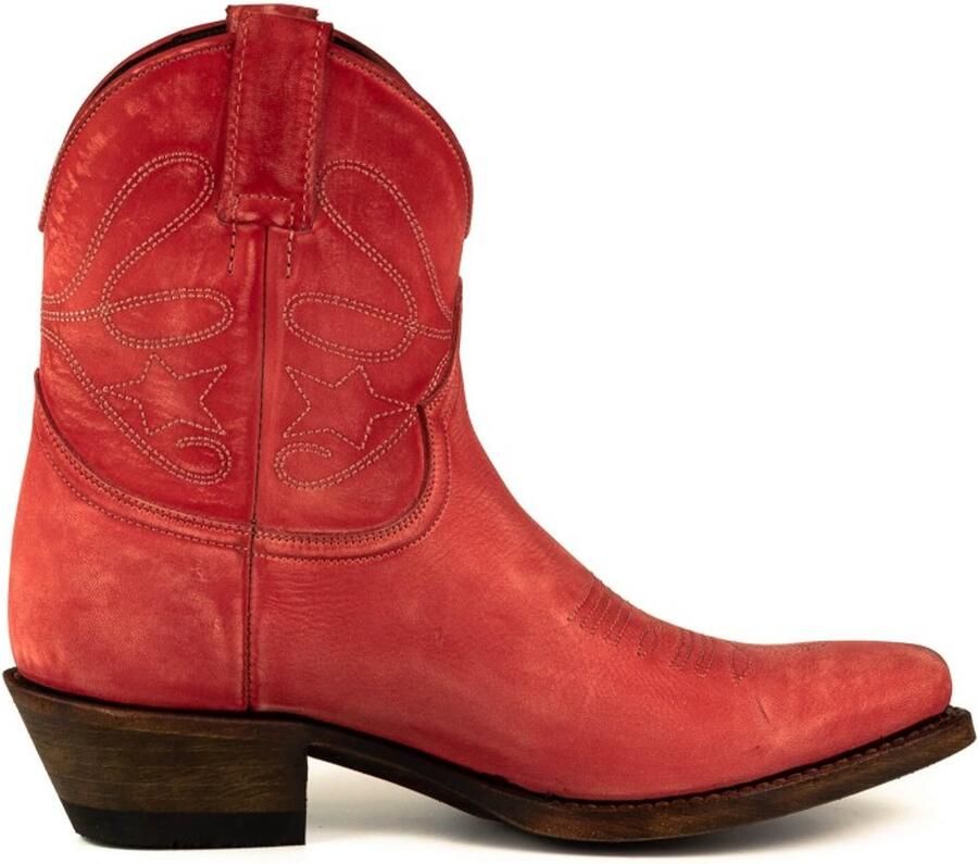 Mayura Boots 2374 Rood Lavado Vintage Dames Cowboy fashion Enkellaars Spitse Neus Western Hak Echt Leer