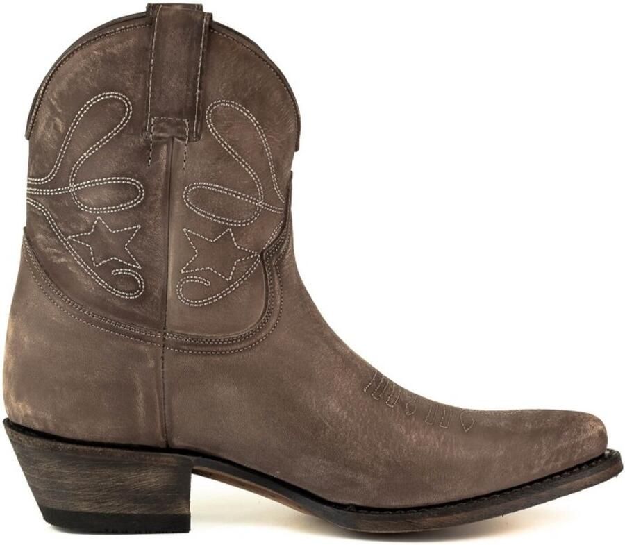 Mayura Boots 2374 Taupe Grijs Bruin Lavado Vintage Dames Cowboy fashion Enkellaars Spitse Neus Western Hak Echt Leer