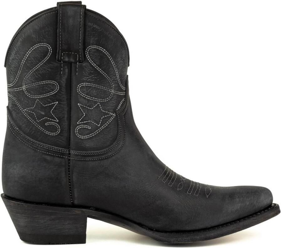 Mayura Boots 2374 Zwart Lavado Vintage Dames Cowboy fashion Enkellaars Spitse Neus Western Hak Echt Leer