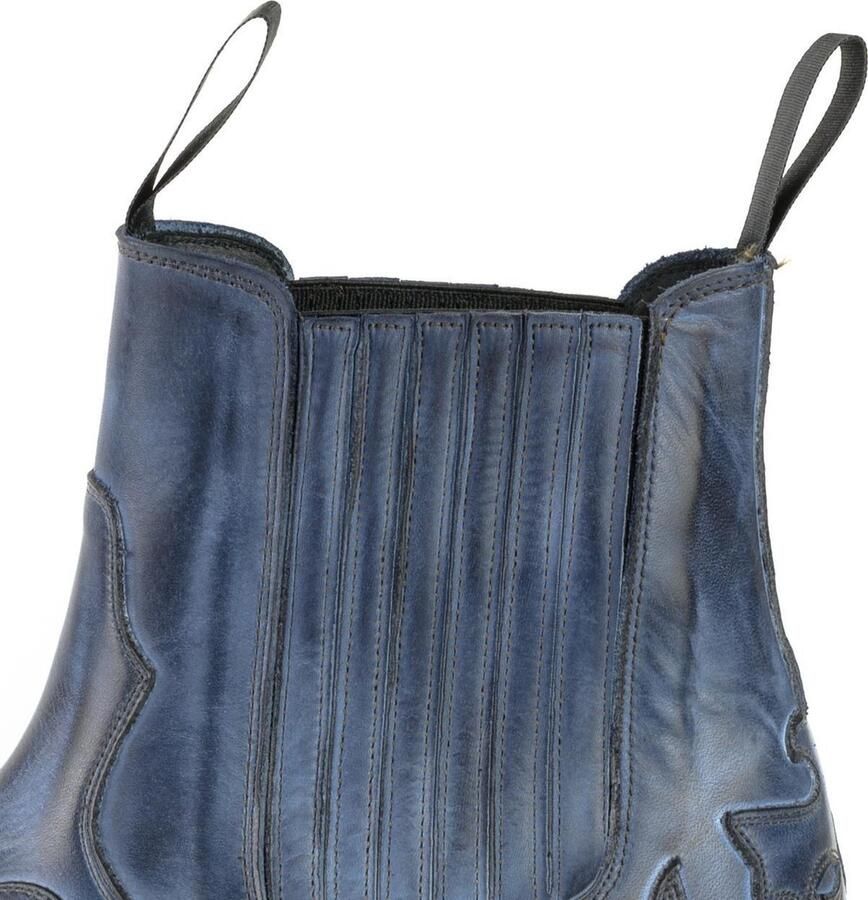 Mayura Boots Austin 1931 Blauw Spitse Western Heren Enkellaars Schuine Hak Elastiek Sluiting Vintage Look - Foto 3