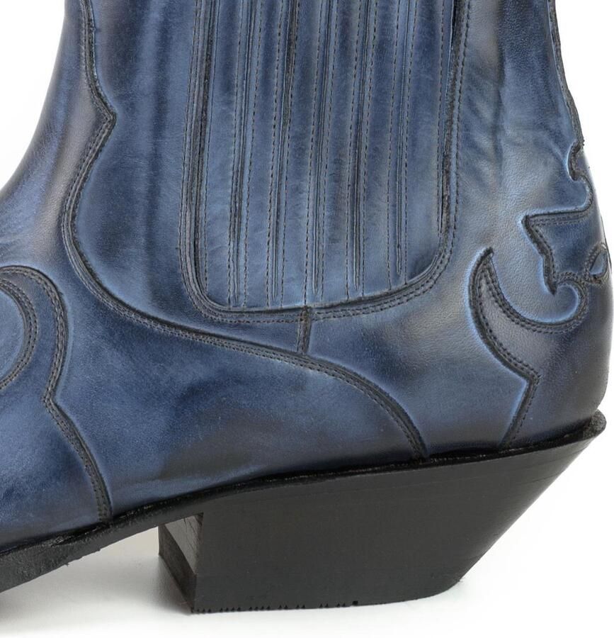 Mayura Boots Austin 1931 Blauw Spitse Western Heren Enkellaars Schuine Hak Elastiek Sluiting Vintage Look - Foto 4