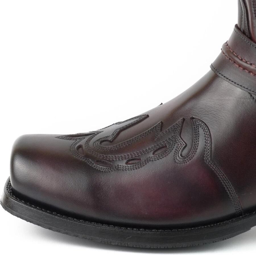 Mayura Boots Indian 2471 Bordeaux Cowboy Biker Laarzen Heren Vierkante Neus Platte Hak Afneembaar Spoor Echt Leer - Foto 2