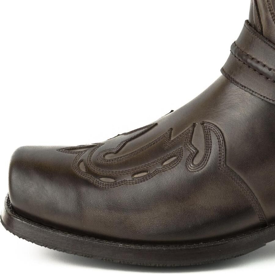 Mayura Boots Indian 2471 Bruin Cowboy Biker Laarzen Heren Vierkante Neus Platte Hak Afneembaar Spoor Echt Leer - Foto 2