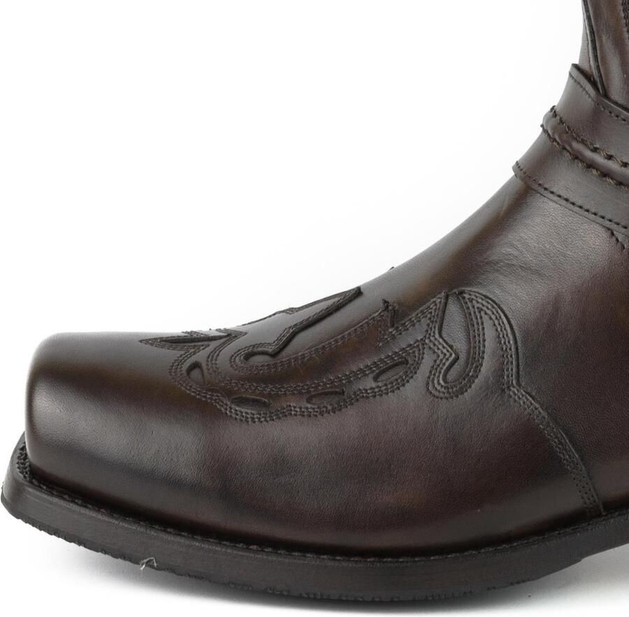 Mayura Boots Indian 2471 Kastanje Cowboy Biker Laarzen Heren Vierkante Neus Platte Hak Afneembaar Spoor Echt Leer - Foto 3