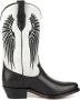 Mayura Boots WINGS 2666 Wit Zwart Dames Western Laarzen Vleugels Sierstiksel Spitse Neus Schuine Hak Mat En Suede Leer - Thumbnail 1