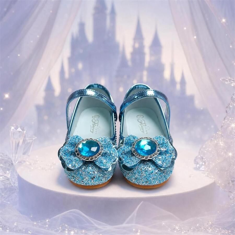 Platte sandalen met klittenband en glittersteen