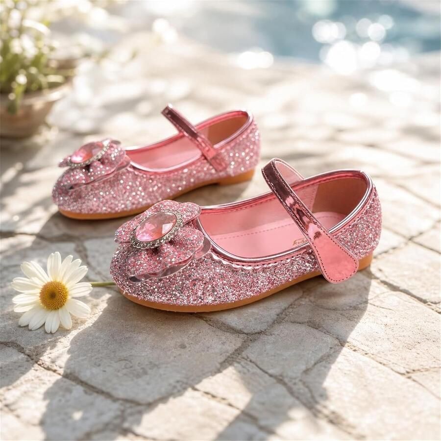 Platte sandalen met klittenband en glittersteen voor kinderen