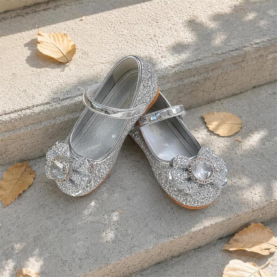 Platte sandalen met klittenband en glittersteen voor kinderen