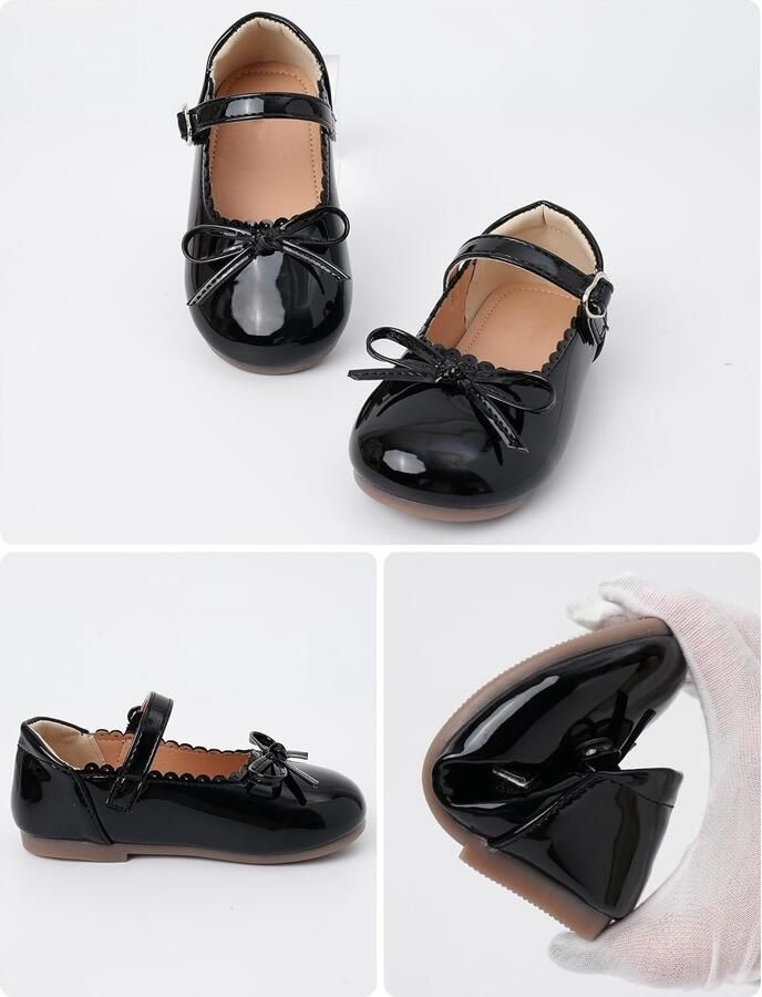 Meisjesschoenen met strik glitter platte prinsessenschoenen klittenband anti-slip school schoenen 21-30