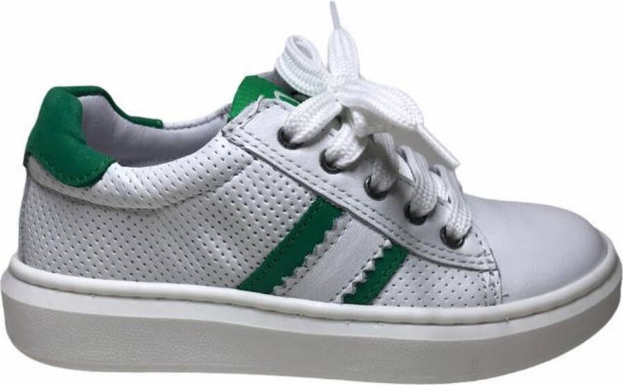 Melania rits veter lederen sneakers 2276 wit groen