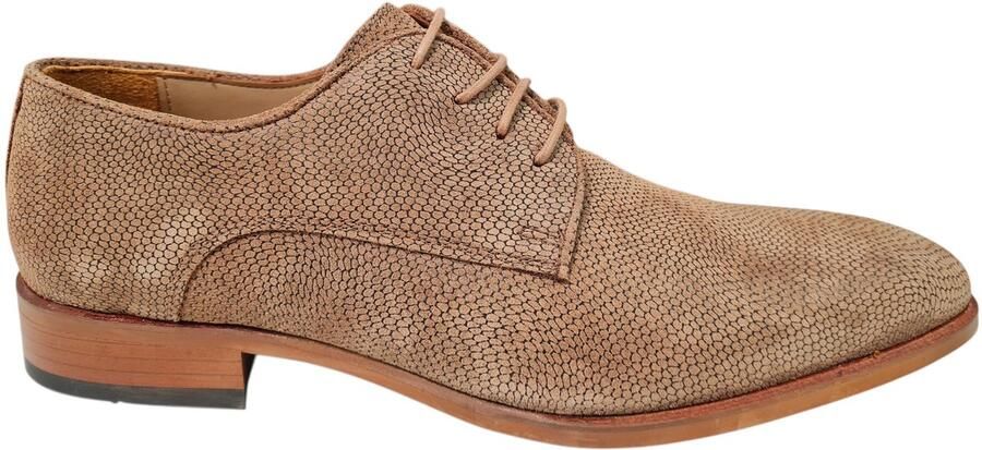 Melik Gabbro Beige Leren Heren Geklede Veterschoenen Beige