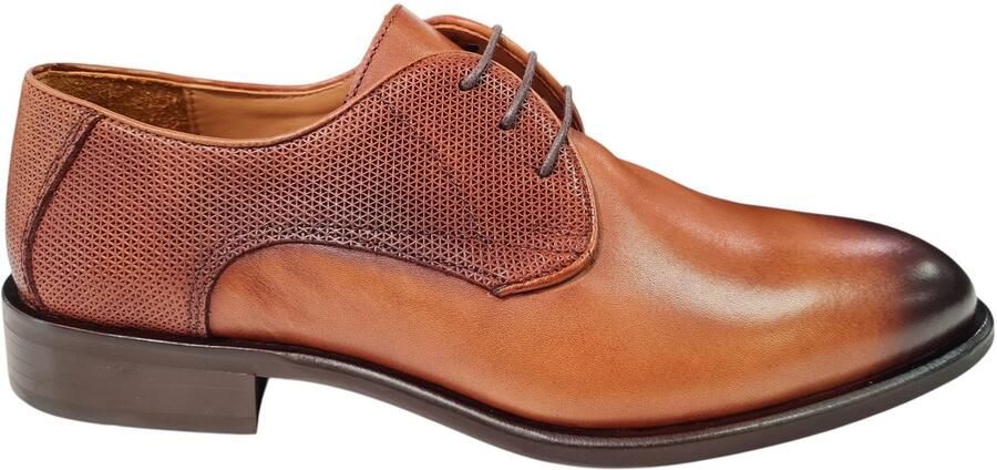 Melik Ranzek Cognac Leren Heren Geklede Veterschoenen Cogna