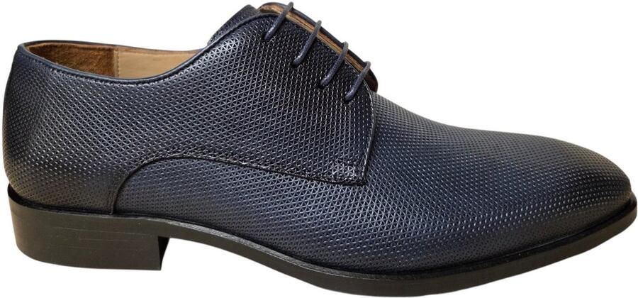 Melik Ronata Donkerblauw Leer Nette Veterschoenen Blauw Leer Heren Blauw