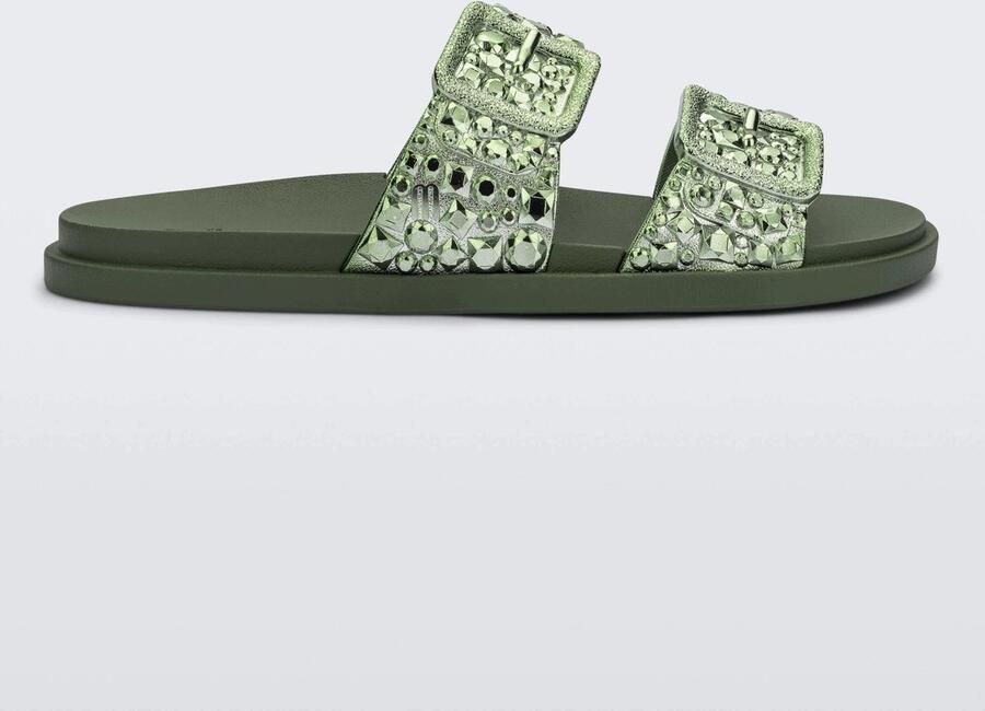 Melissa Lust Slide AD Metallic Groene Slippers Dames