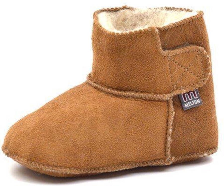 Melton Lambfur bootie Camel babyslofjes