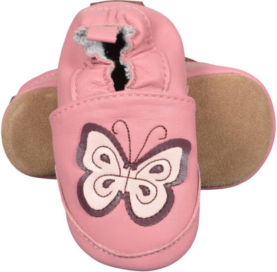 Melton Leather Shoe Butterfly Dusty Rose Babyslofjes