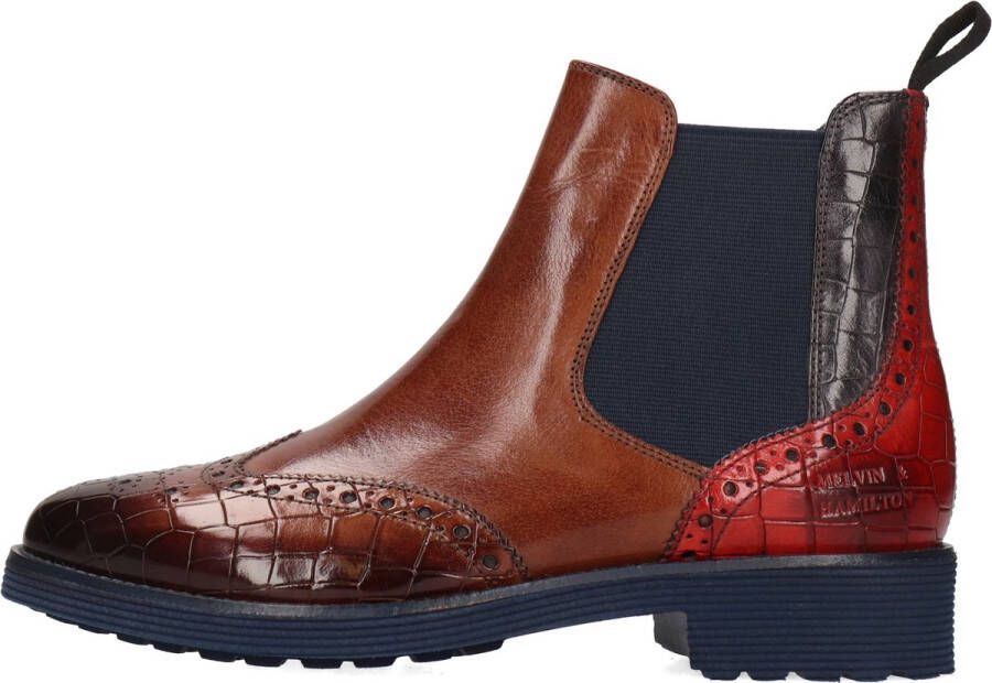 Melvin & Hamilton Chelsea-boots Selina 6 plantaardig gelooid Brogue kostuumschoen enkellaars met lyrale gaten