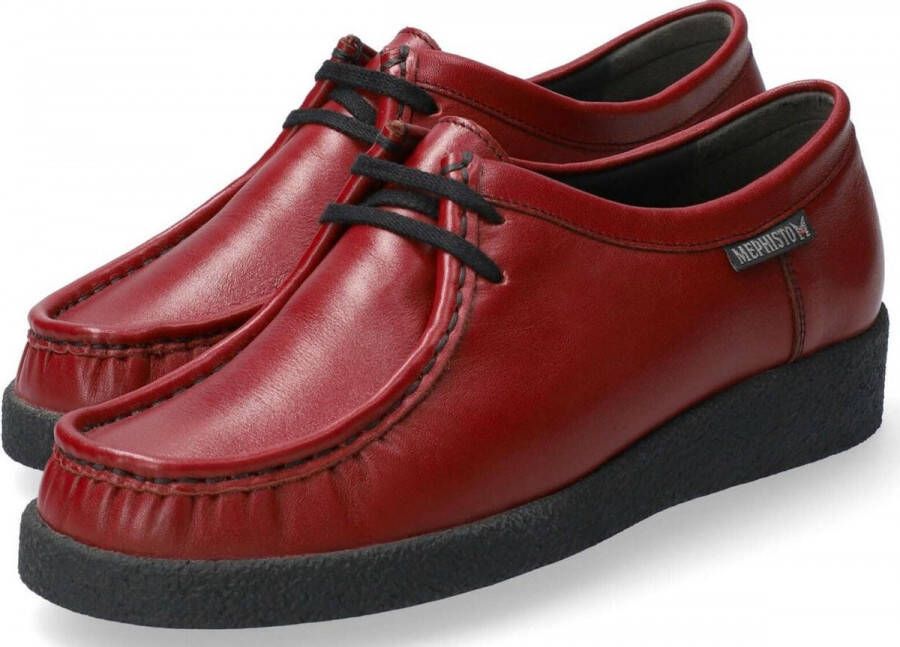 Mephisto Rode Leren Veterschoenen voor Dames Red Dames