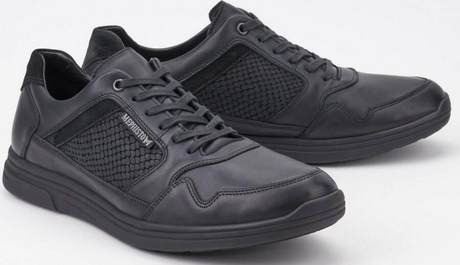 Mephisto Zwarte Leren Herenschoenen met Veters Black Heren